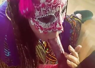 Braided babe wants to taste that dick in her mouth