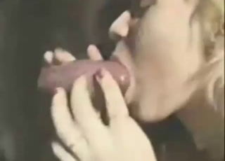 Sweaty close-ups of a horny MILF with a dog