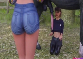 Animated porn movie with a horse D blowjob