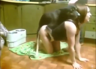 Zoophile grunts on all fours with a dog inside