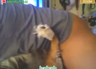 Adorable teen lets this dog lick her wet vag