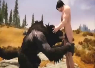 Zoophile porn showing a werewolf sucking dick