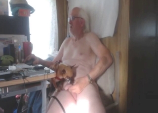 Dog is going to take care of his dick in this one