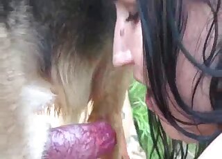 Good outdoor dog zoo porn with a barking beast - おしゃぶりアニマルセックス 